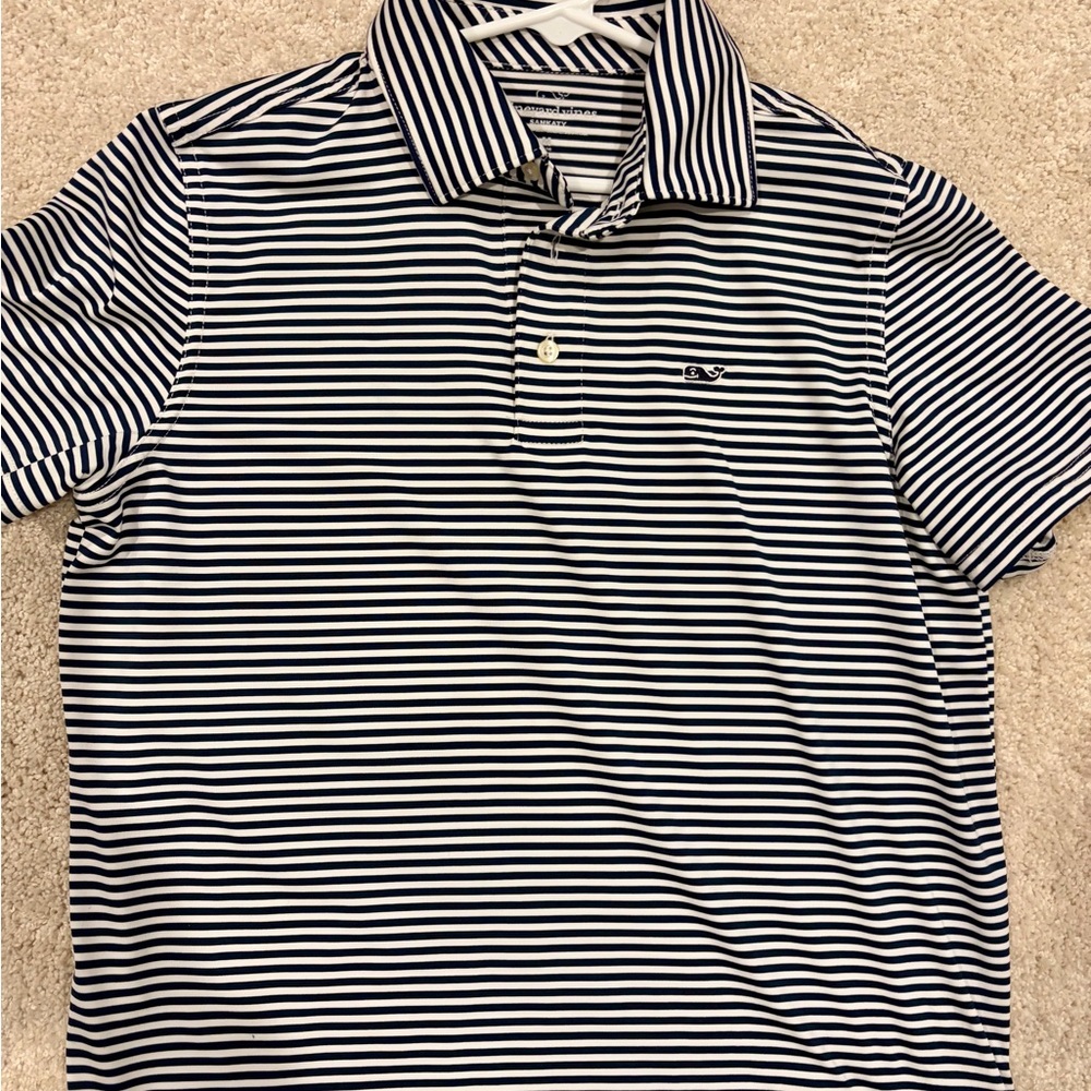 Vineyard Vines Sankatay Navy and White Striped Polo